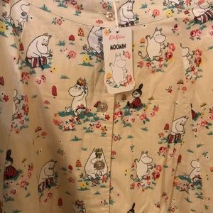 Moomin Mushroom Scenic Button-through Midi Skirt